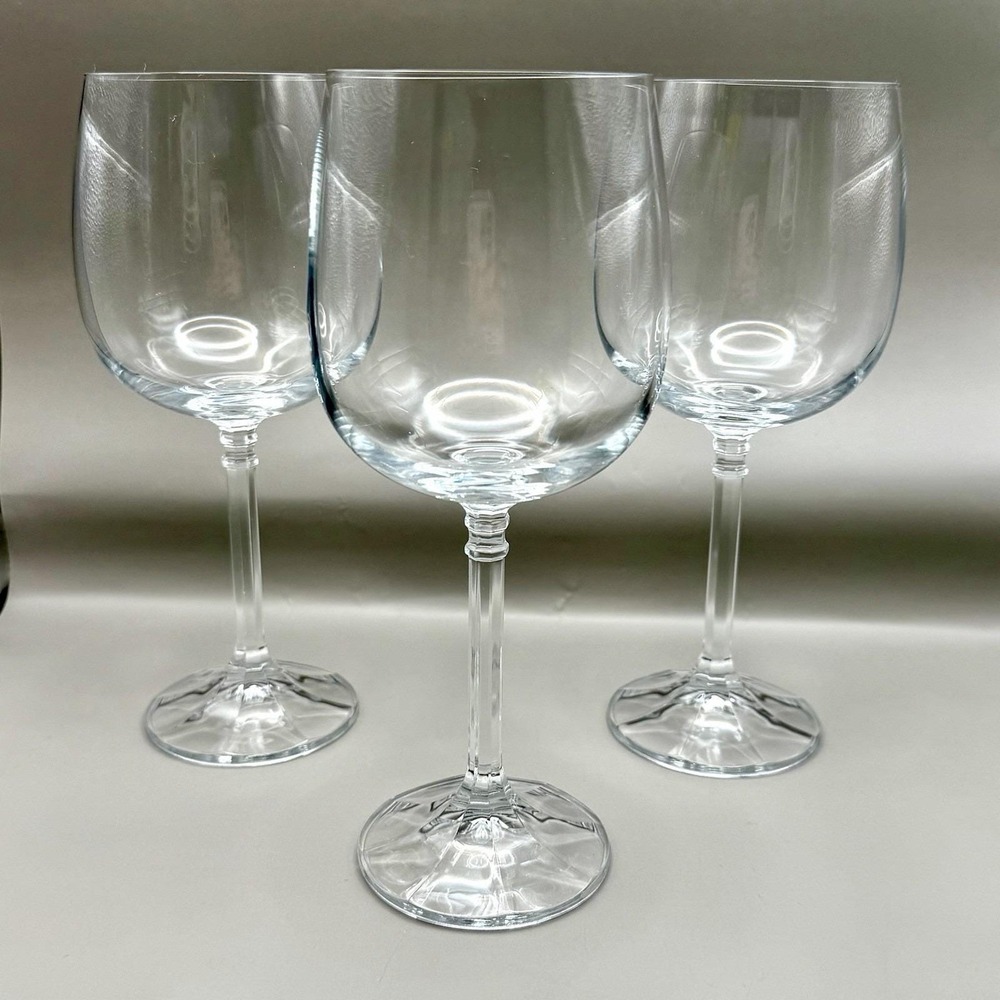 VTG Bohemia Crystal "Isabelle" Water Goblets - 7‎ 5/8" Faceted Stem Set of 3